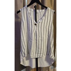 Siren Lily Herringbone Striped Tunic Tank Top Women's Size 1X Black White